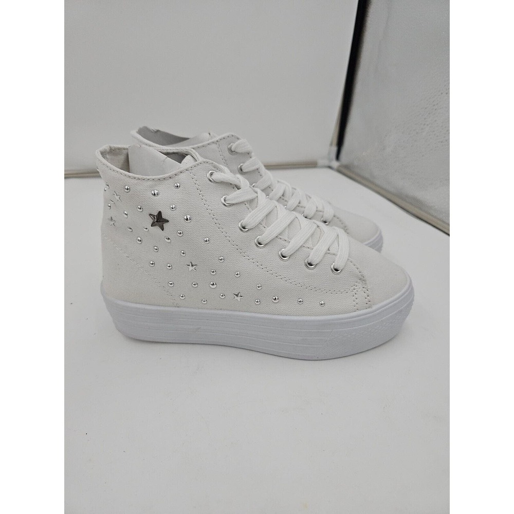 Women Studded Platform Sneakers Athletic High Top Shoes Size US 6.5 White